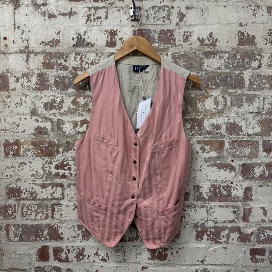 1990s Pink Gap Cotton Waistcoat Vest