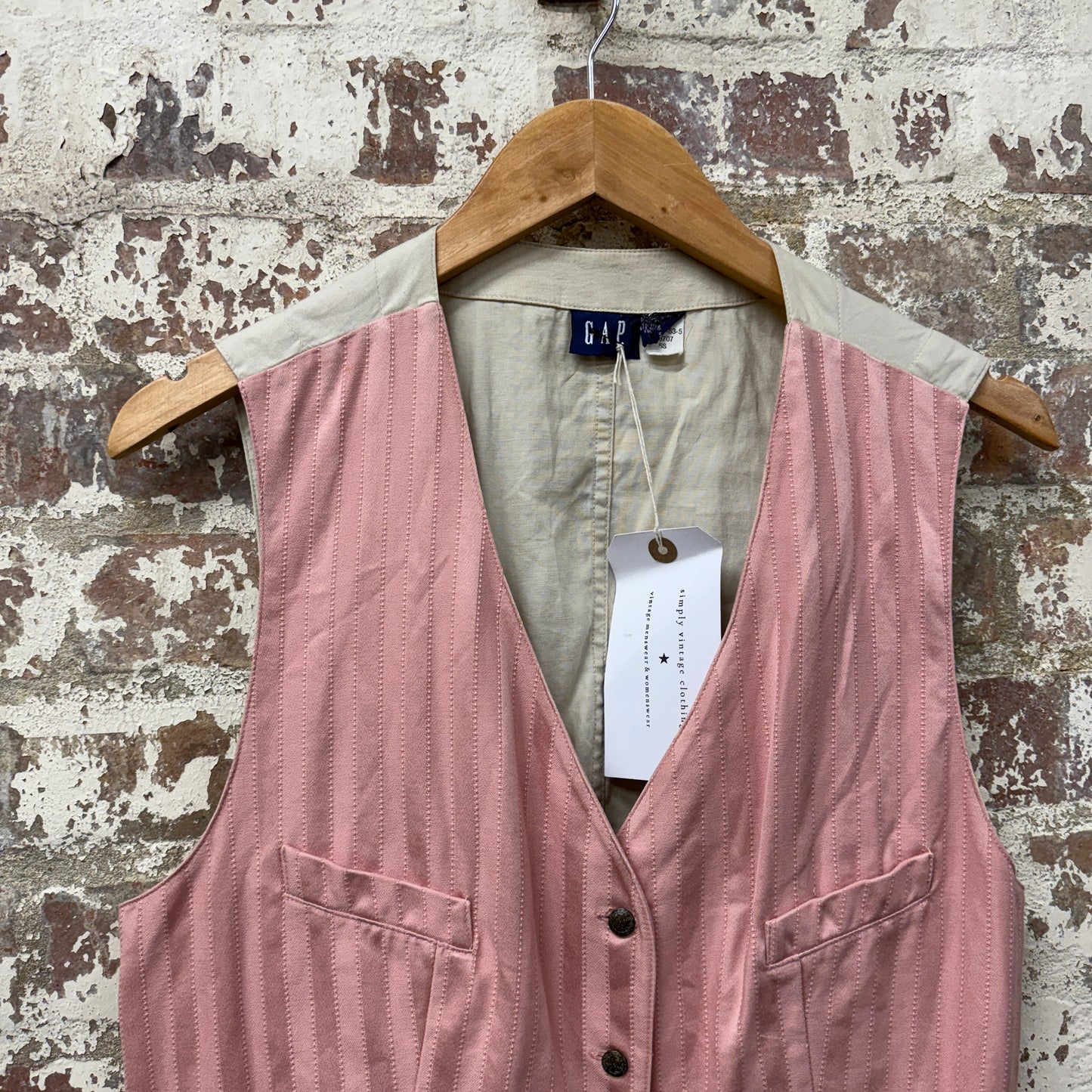 1990s Pink Gap Cotton Waistcoat Vest