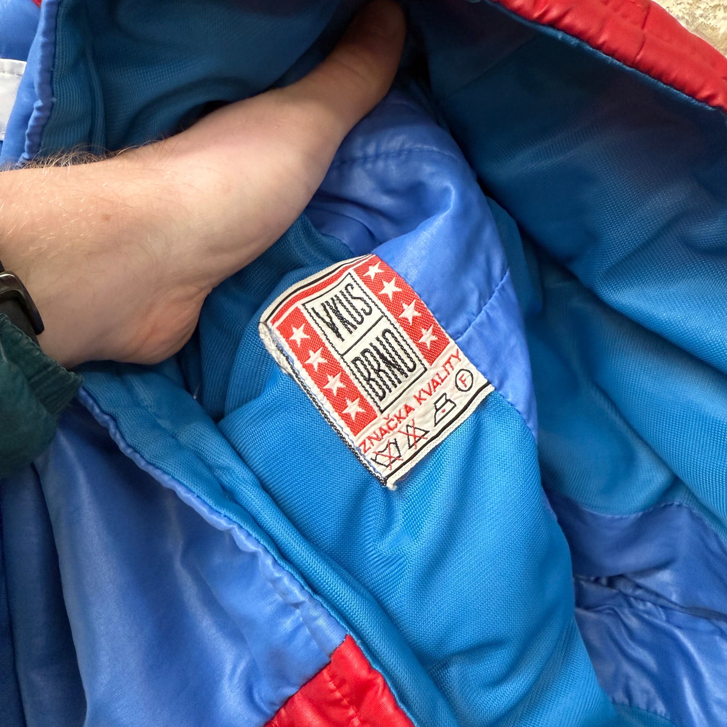 1970s Blue and Red Padded Ski Jacket