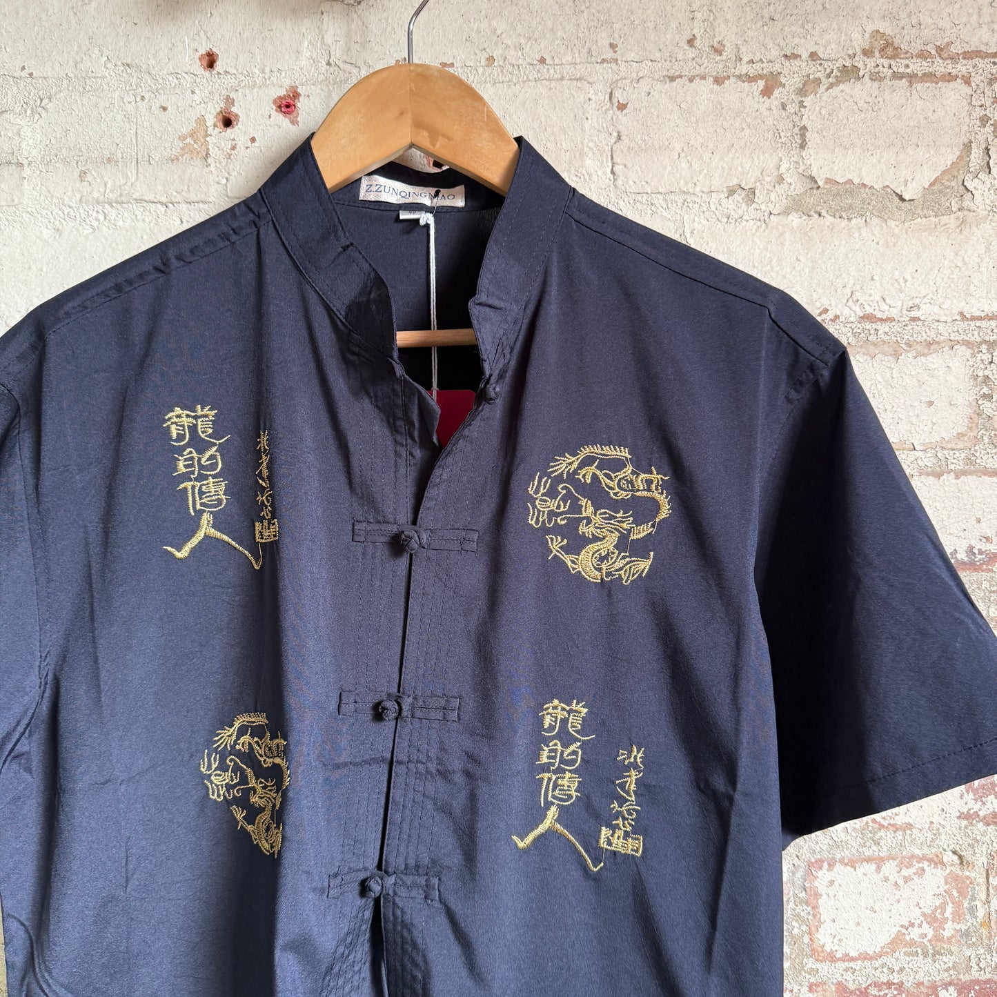 1980s Navy Chinese Embroidered Shirt