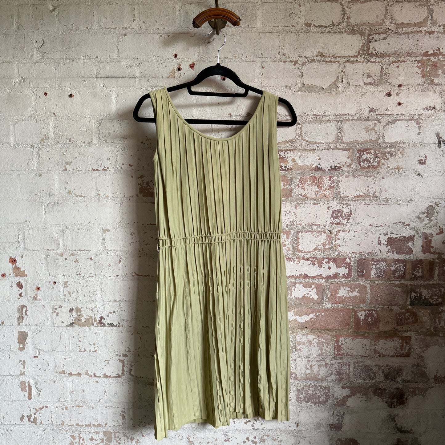 1940s Lime Green Patterned Ruffle Dress