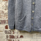 1980s Grey Knitted Button Up Hooded Jumper