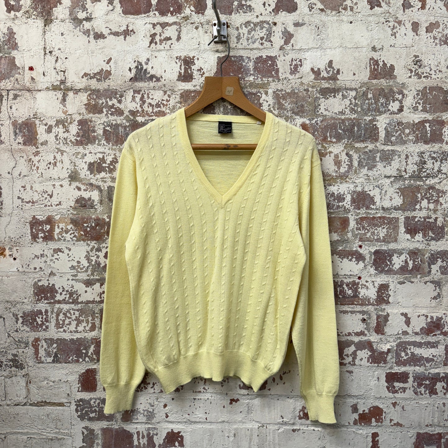 1970s Yellow Italian Cable Knitted Jumper