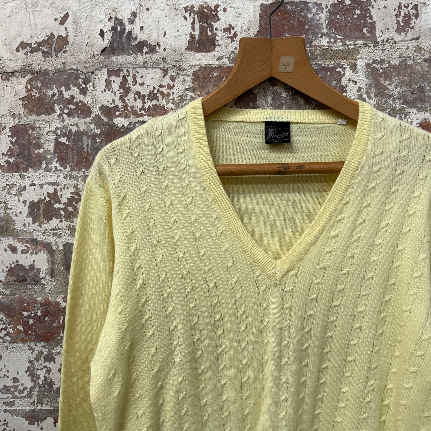 1970s Yellow Italian Cable Knitted Jumper