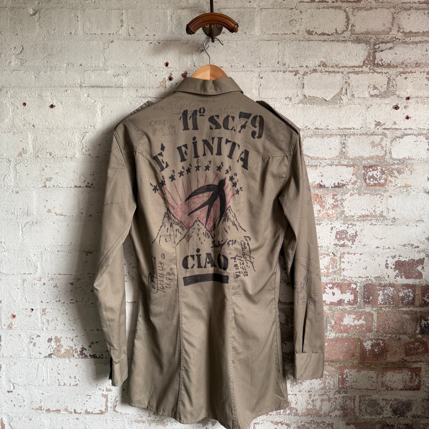 1970s 1980s Italian Military Signed Shirt
