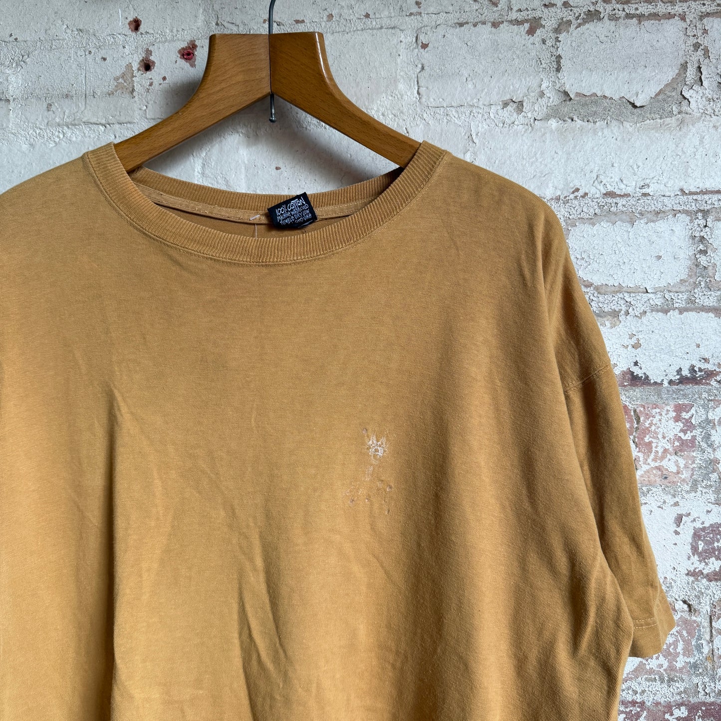 1990s Mustard Yellow Stussy T-Shirt Made In USA