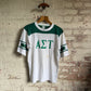 1970s White and Green Sports Graphic T-Shirt