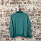1980s Turquoise Striped Graphic Collared Sweatshirt