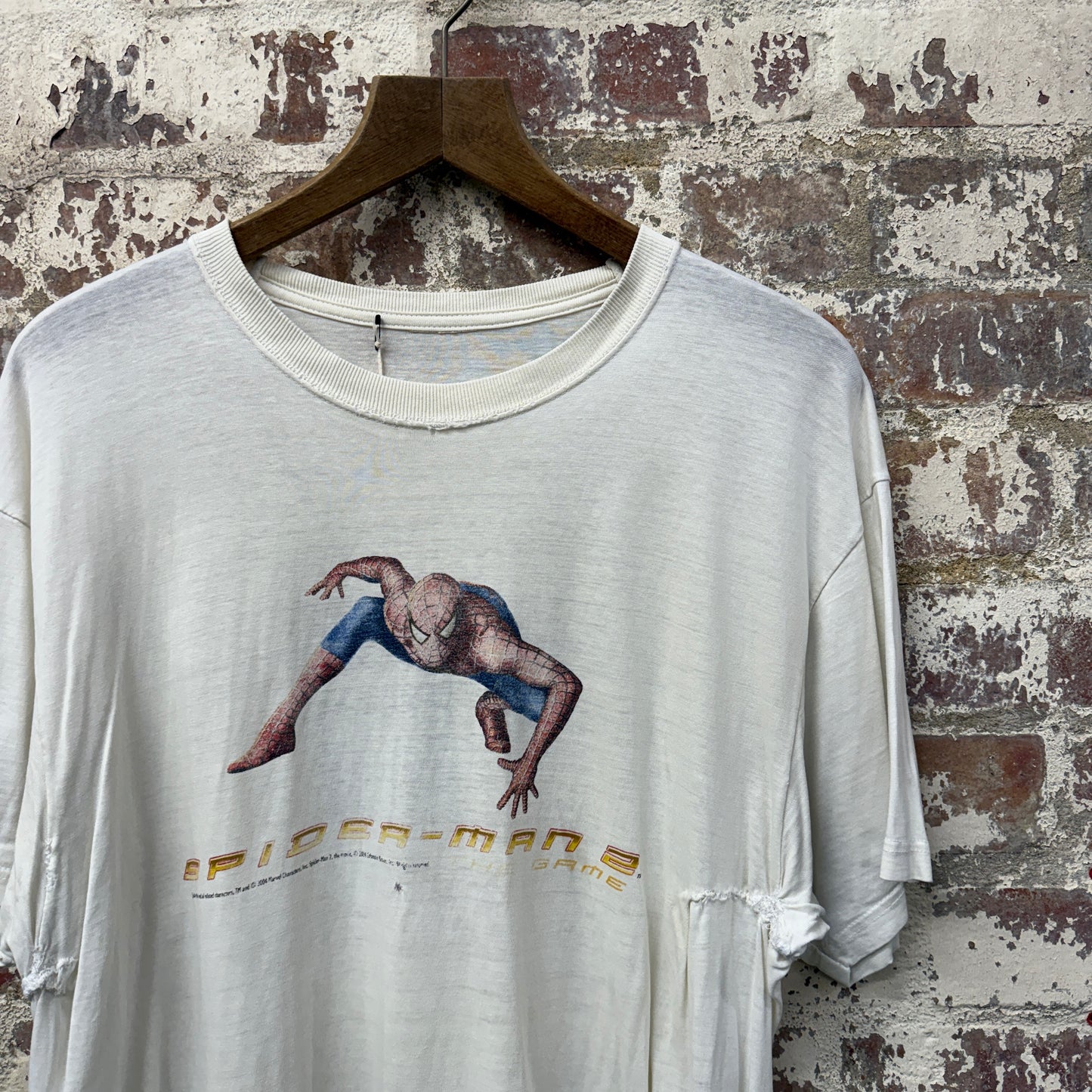 2004 White 'Spiderman Game 2' Graphic T-Shirt Top