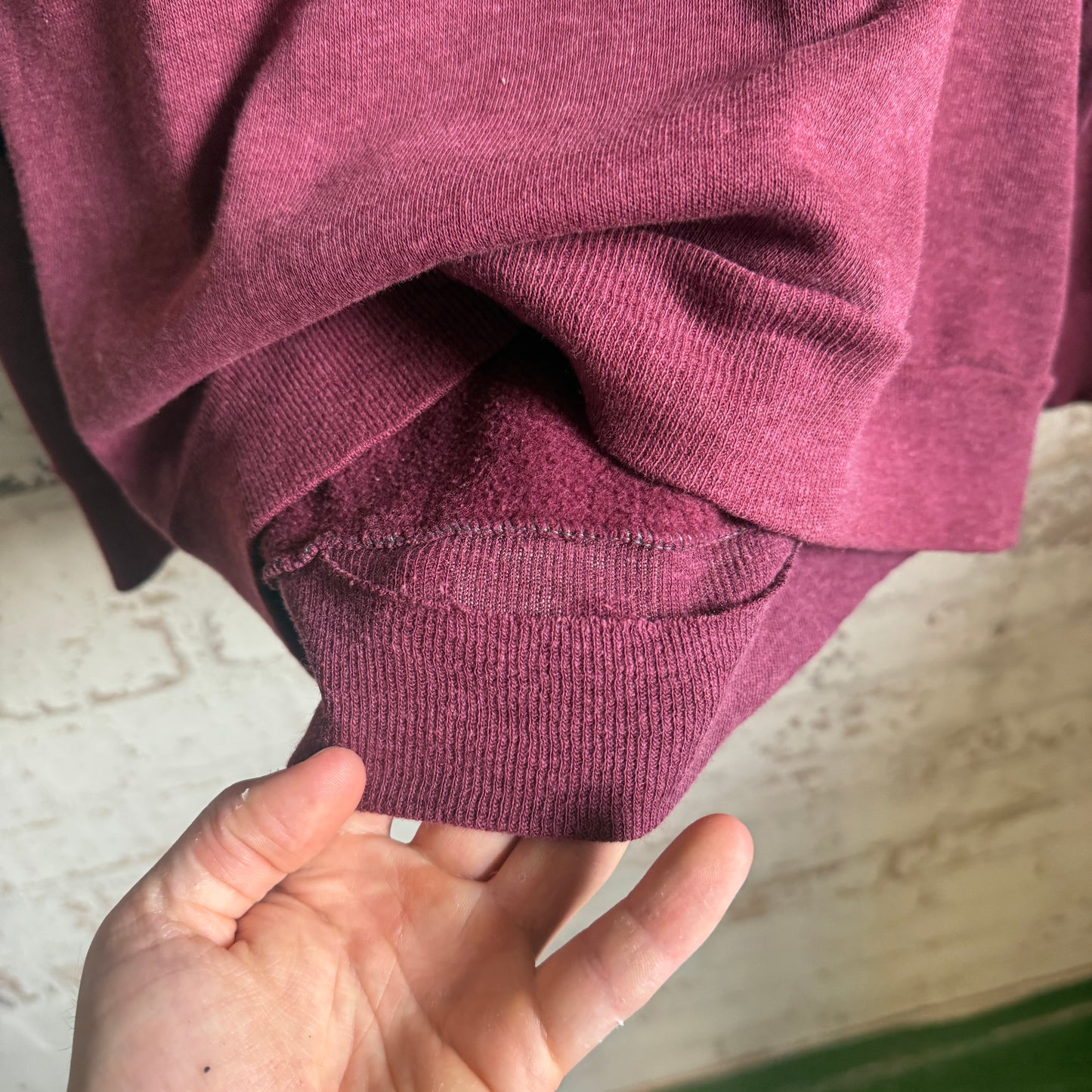 1960s 1970s Maroon Red Faded Hoodie Jumper