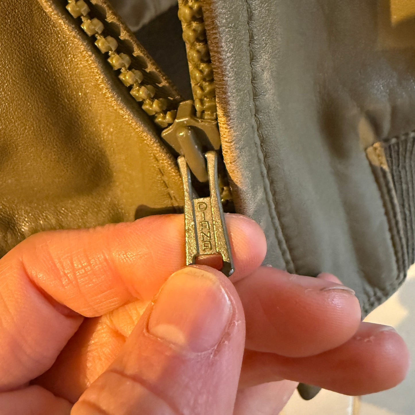 1980s Green leather Bomber Jacket Coat