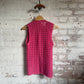 1970s Pink Crochet Knitted Cardigan Vest