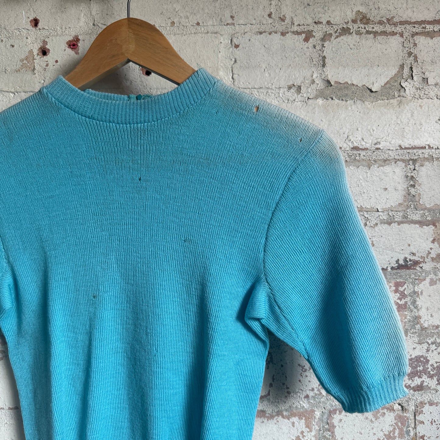 1940s British Baby Blue Zip Knitted Jumper