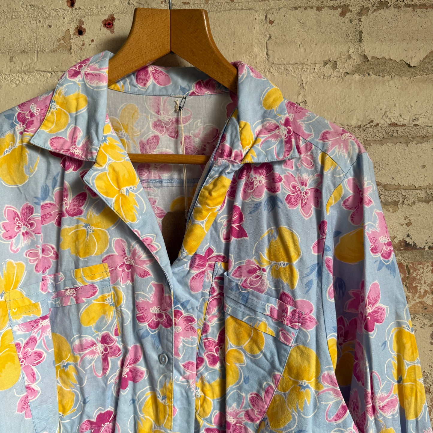 1980s Pink Graphic Cotton Button Shirt