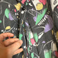 1980s Black Patterned Half Button Shirt