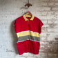 1980s Red Italian Stripe Cut Off Polo Shirt