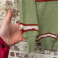 1960s Green Wool Knitted Striped Jumper