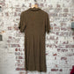 1960s Brown Long Linen Circle Dress