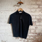 1970s Black Polyester Button Polo Shirt