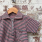 1970s Red Knitted Polo Shirt Top with zip