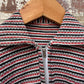 1970s Red Knitted Polo Shirt Top with zip