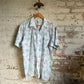 1980s White Patterned Leisure Button Shirt