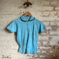 1970s Baby Blue British Polo Shirt Top