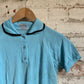 1970s Baby Blue British Polo Shirt Top