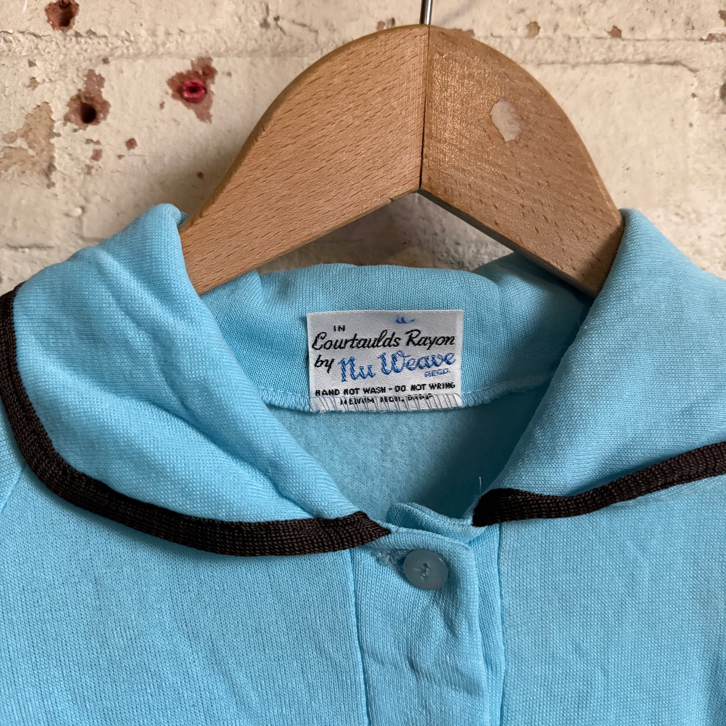 1970s Baby Blue British Polo Shirt Top