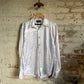 1990s White Satin Dagger Collar Button Shirt