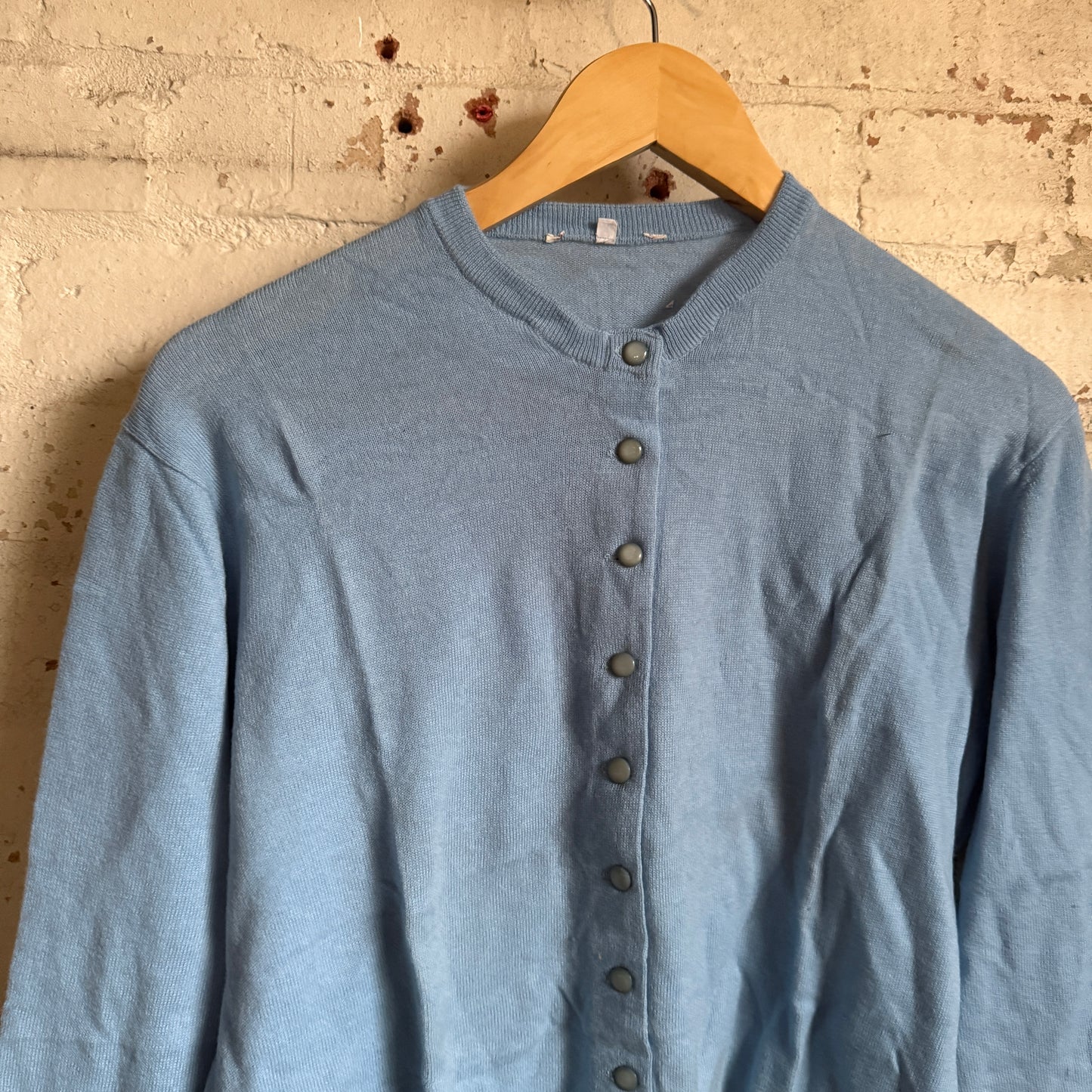 1960s Baby Blue Knitted Button Cardigan Jumper