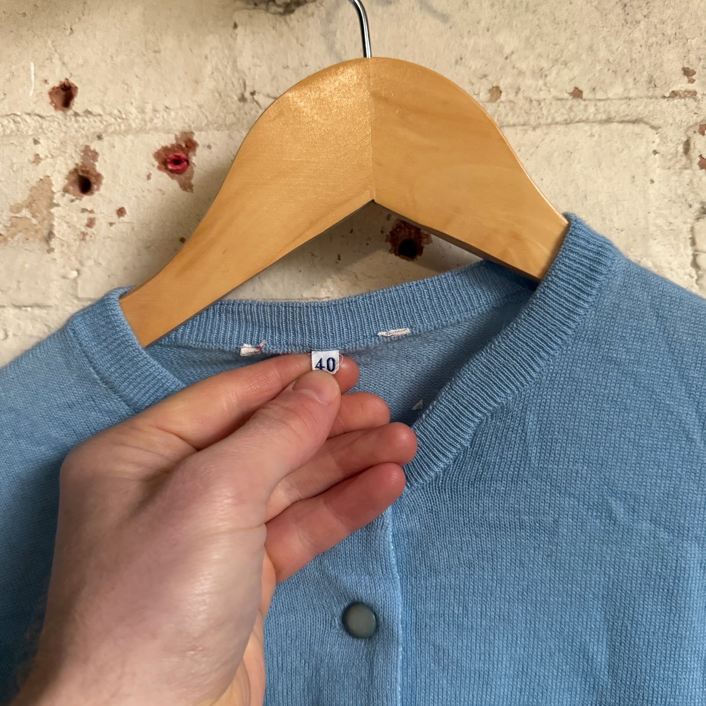 1960s Baby Blue Knitted Button Cardigan Jumper