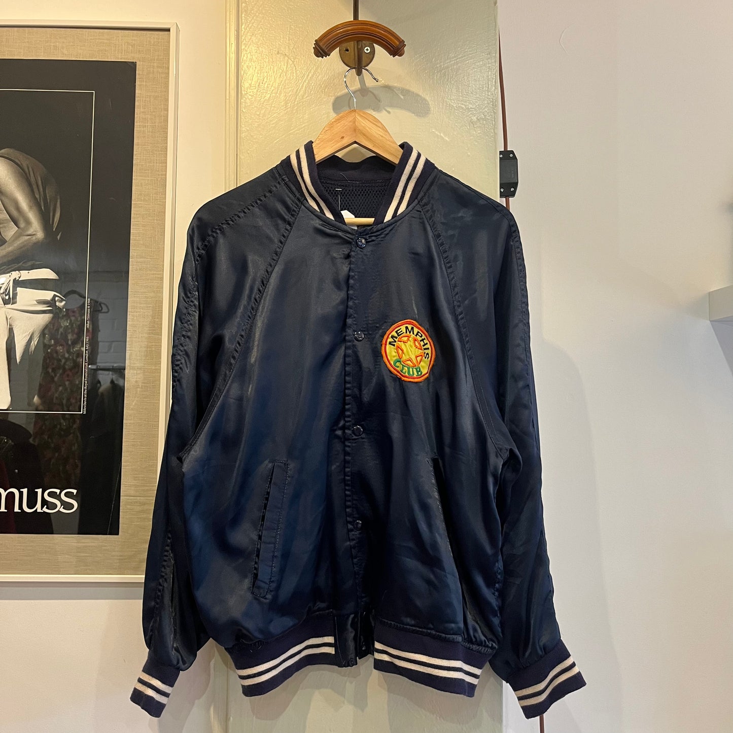 1980s Navy Embroidered Bomber Jacket