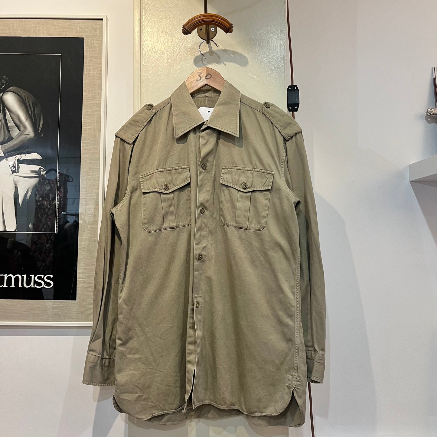 1960s Beige Military Button Up Shirt