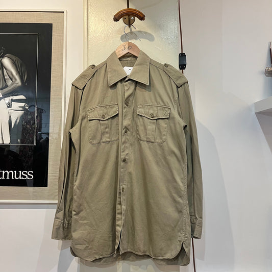 1960s Beige Military Button Up Shirt