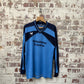1980s Blue and Navy Graphic Long Sleeve Top