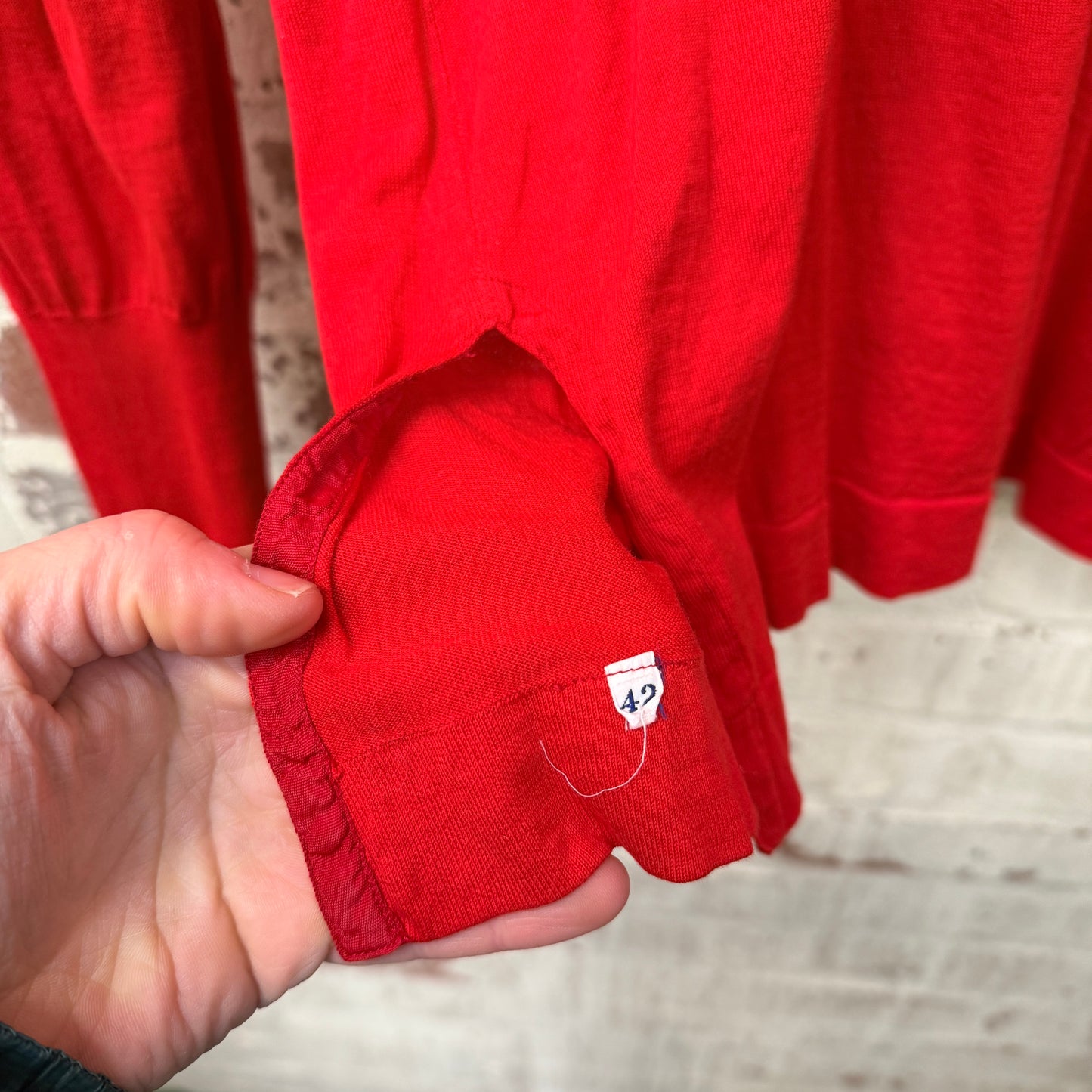 1960s Red Knitted British Long Sleeve Shirt