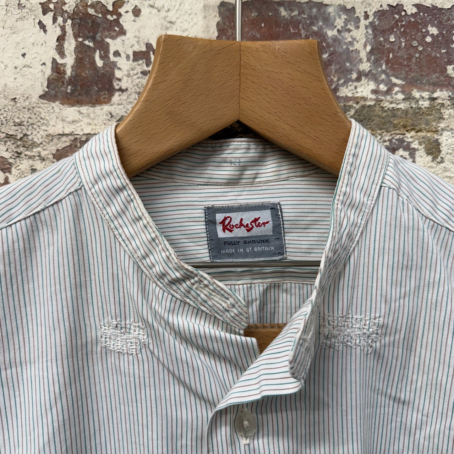 1940s British Striped Collarless Formal Shirt