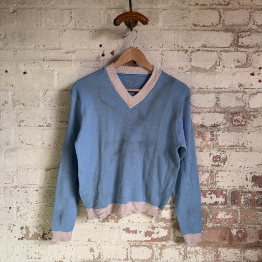1960s Blue Wool Knitted Jumper