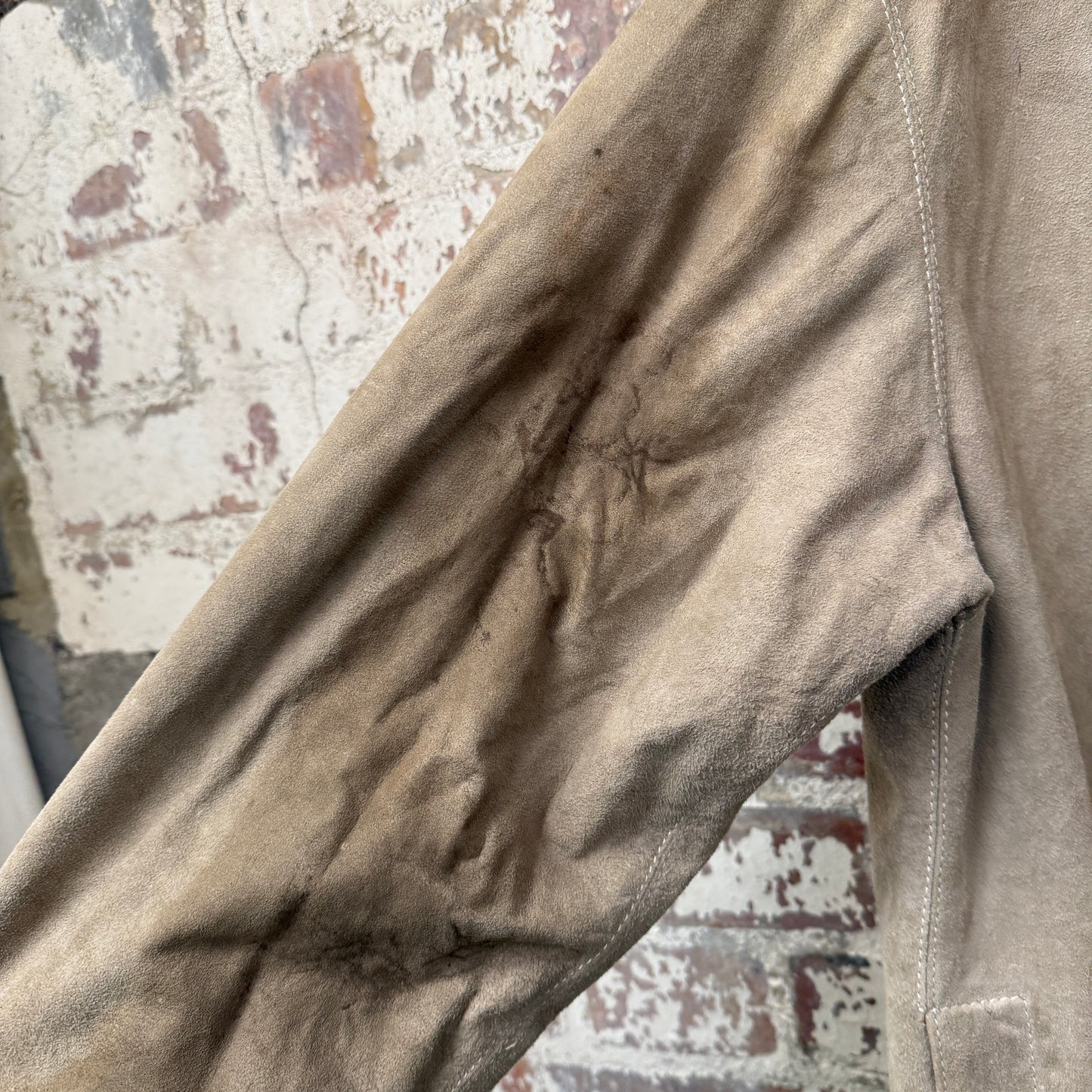1970s Beige Suede Leather Zip Up Jacket