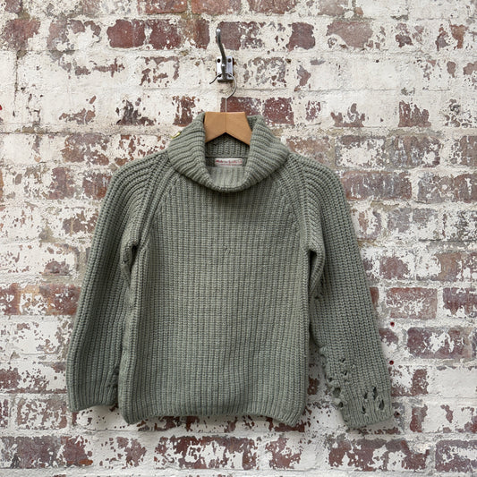 1950s Green Wool Knitted Roll Neck Jumper