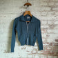 1970s Turquoise Knitted Zip Cardigan Jumper