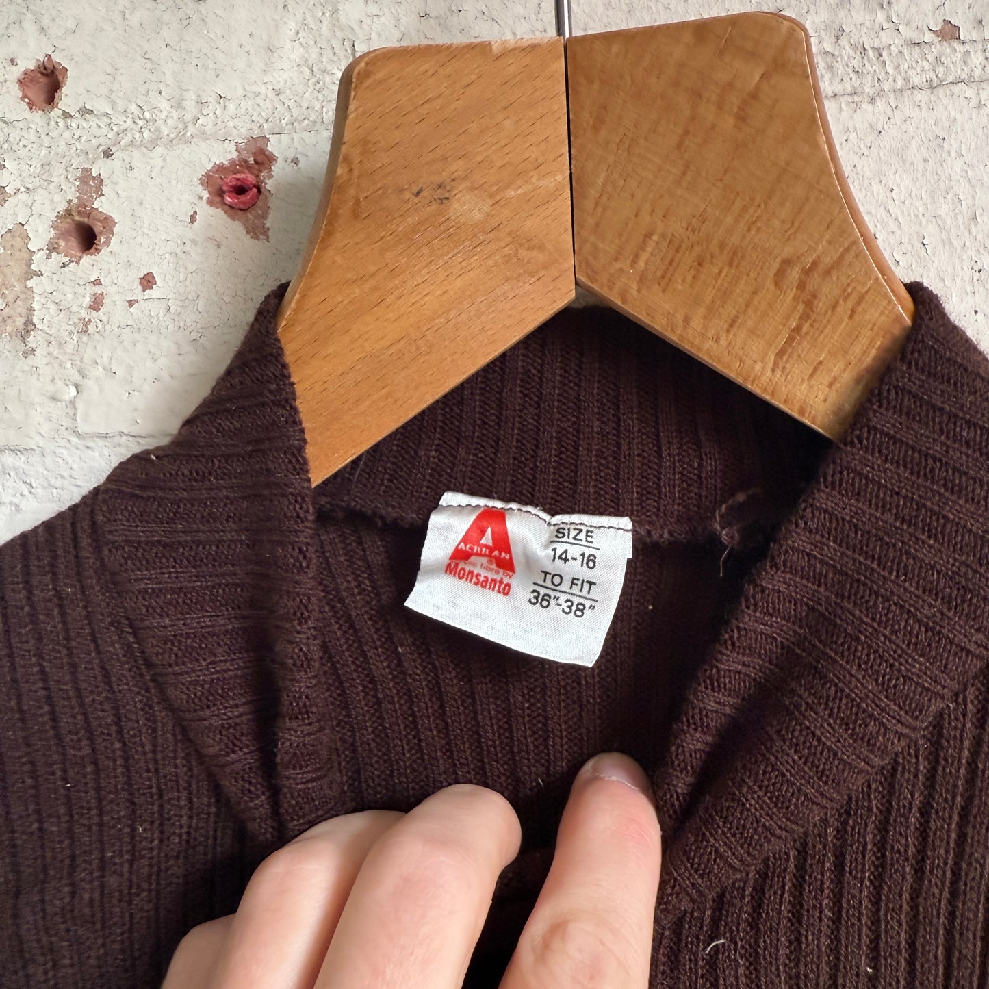 1970s brown knitted button Long Sleeve Top