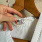 1970s White Knitted Stripe Top