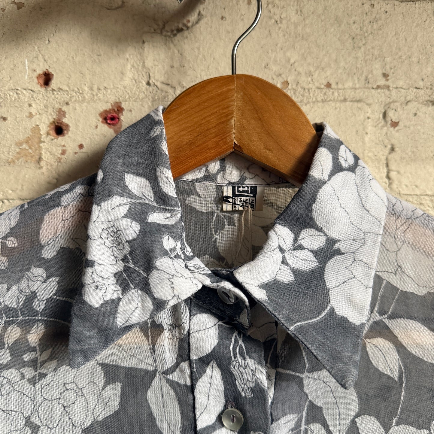 1970s Grey Printed Cotton Dress