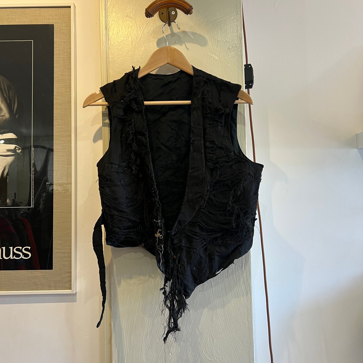 1920s Victorian Distressed Black Waistcoat
