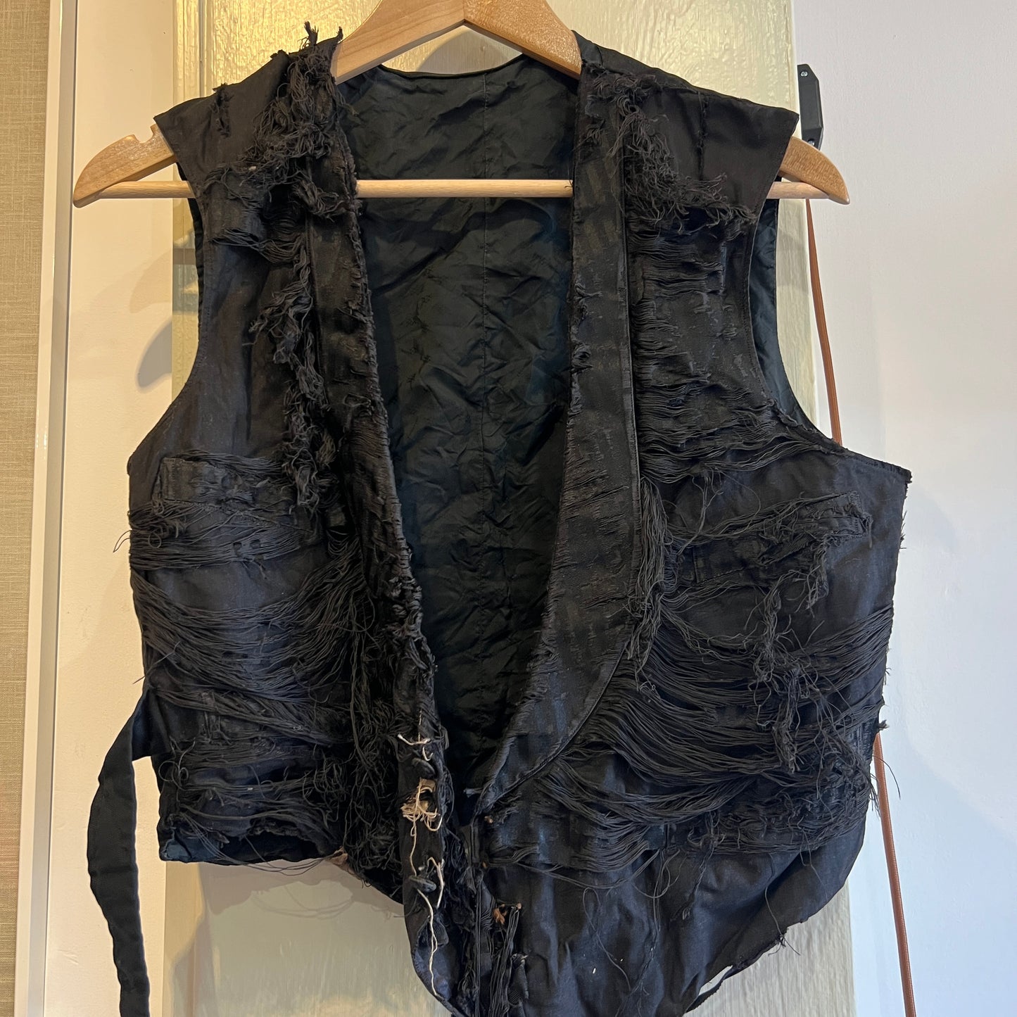 1920s Victorian Distressed Black Waistcoat