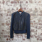 1970s Navy Suede Knitted Cardigan Jumper