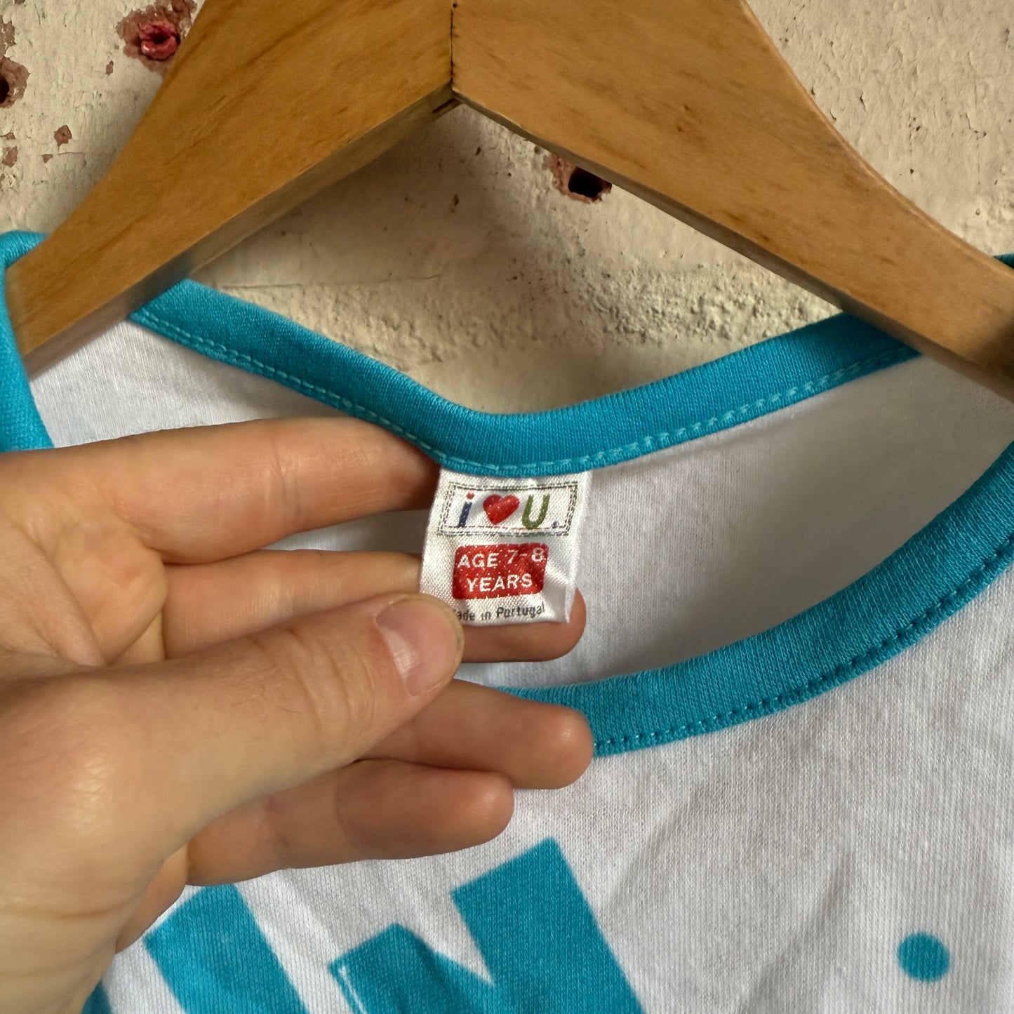 1970s White and Blue Graphic Vest T-Shirt