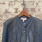 1970s Navy Suede Knitted Cardigan Jumper
